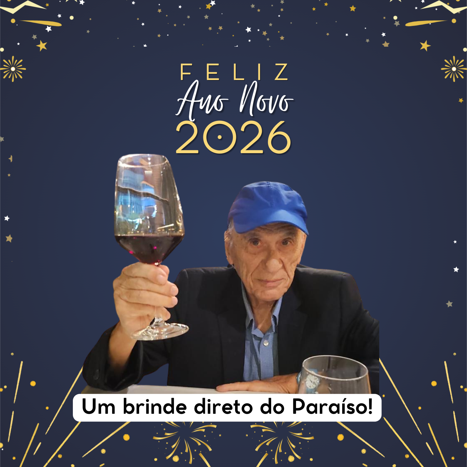 Bernard Charlot deseja um feliz ano novo de 2026 direto do Paraíso.